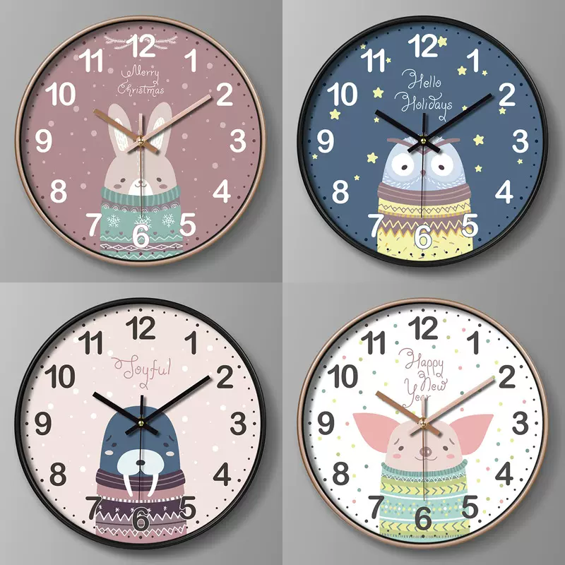 儿童钟表卡通挂钟创意时钟挂墙家用客厅学习石英钟批发30CM clock