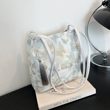 批发丝绸单肩水桶女包外出休闲学生水桶包女国风流行洋气女士挎包