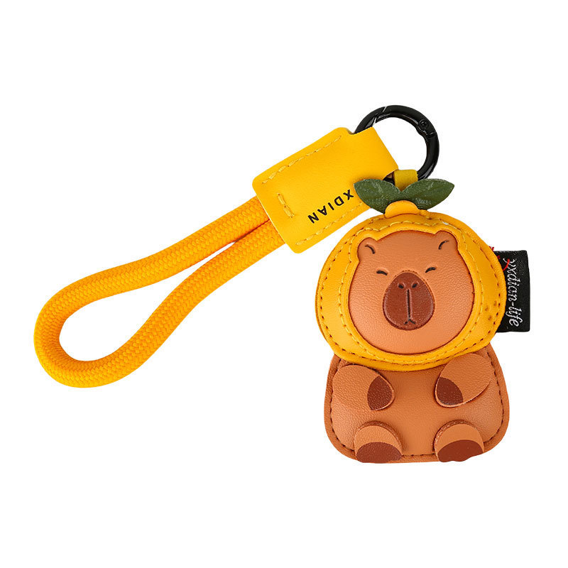 クリエイティブ漫画革小動物キーホルダーかわいいカピバラ洗練された高級カップルバッグペンダントプレゼント|undefined