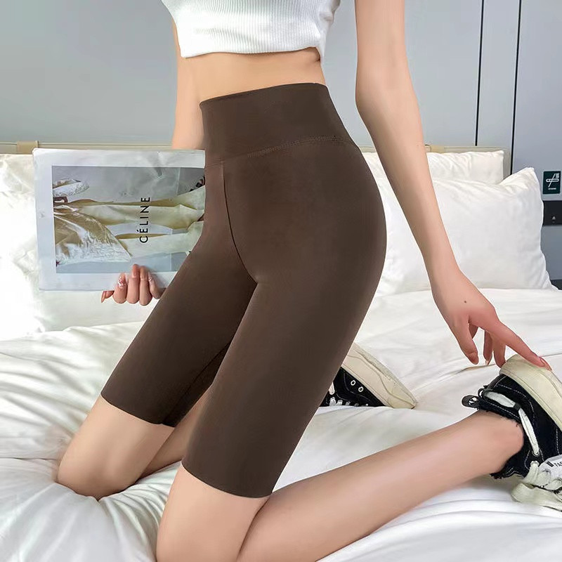 Women clothing yoga summer thin outer wear anti-exposure cycling colorful shorts high waist belly control leggings_voghion.com