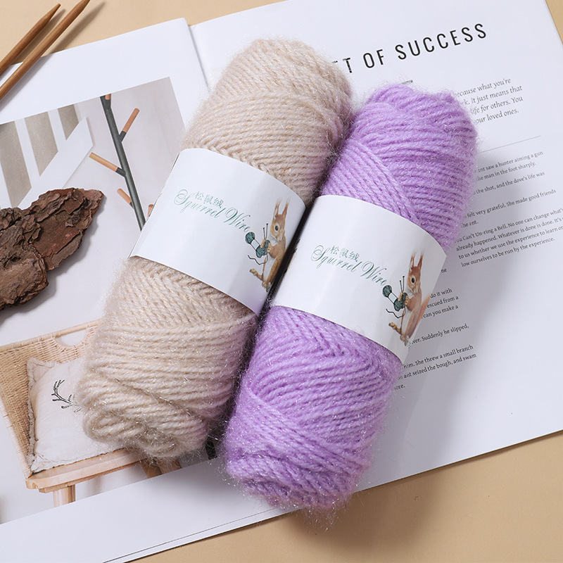 Squirrel Fleece Thick Line Bright Silk Scarf Hand Knitted Sweater Coat Wool Crochet diy Material Bag Squirrel Fleece Thick Line Bright Silk Scarf Hand Knitted Sweater Coat Wool Crochet diy Material Bag