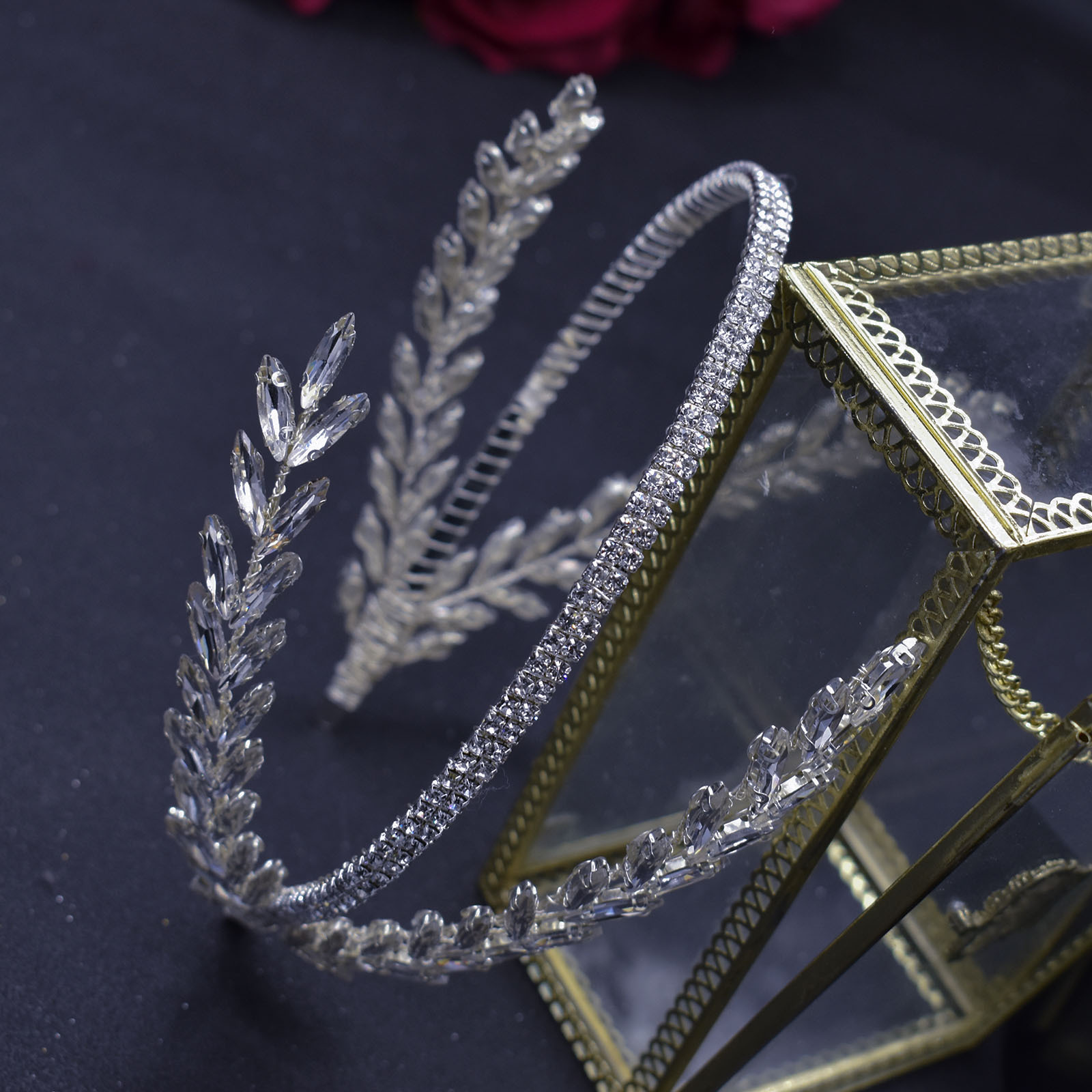 450g Weight Hair Band, Party Headpieces Hair Accessories Type 1 Piece Quantity Holiday, Wedding Occasion Rhinestone Material Leaf Pattern Women's Gender Handmade Design Original Design Style Women's Original Design Leaf Rhinestone Handmade Hair Band Party Headpieces 7