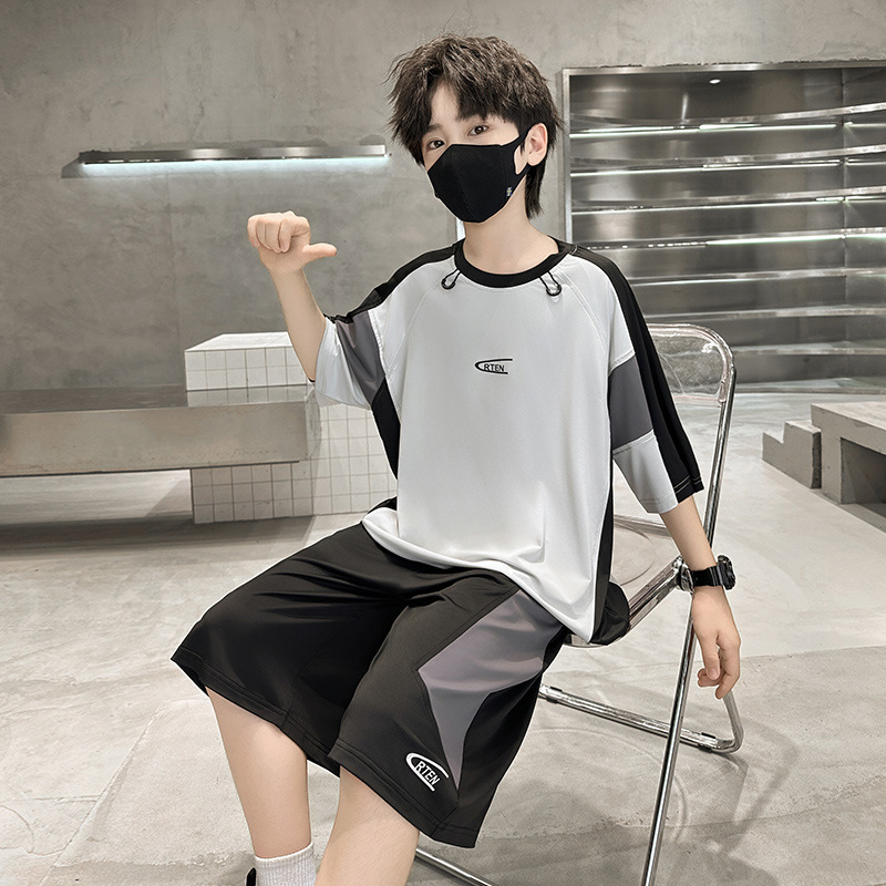 Boys Summer Suit 2025 New Style Street Handsome Kidsren's Basketball Clothing Boys Summer Sportswear Two-Piece Summer Set