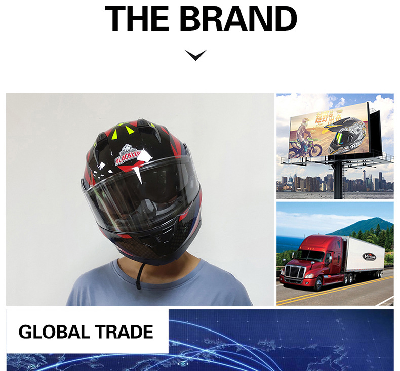 Bld Cross-Border Wholesale Bailide Motorcycle Helmet Flip-Up Visor Anti-Fog Breathable All-Season Full-Face Helmet