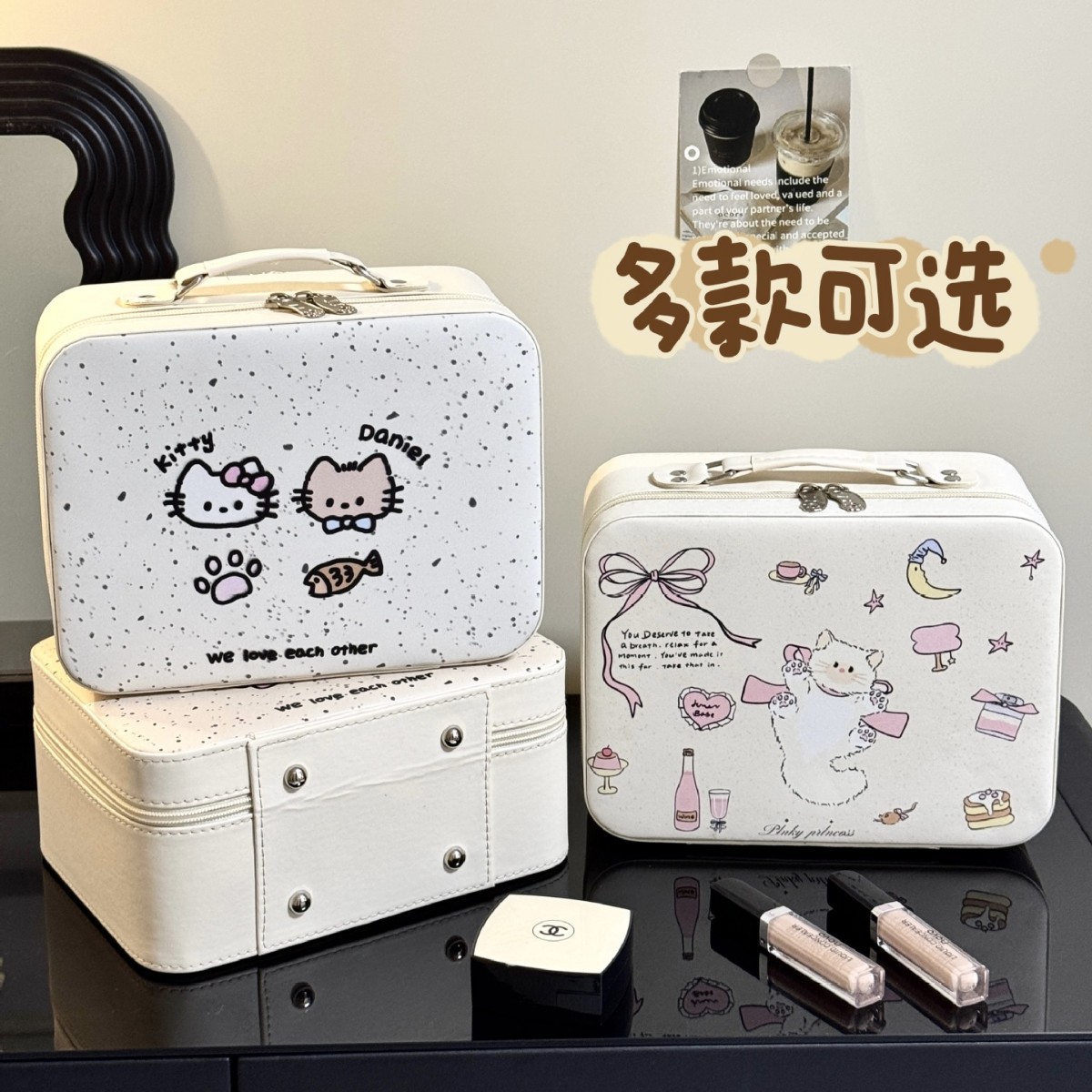 Maleta de maquillaje Pu maleta de maquillaje de gran capacidad mujer maleta de espejo portátil 2025 nueva maleta de viaje