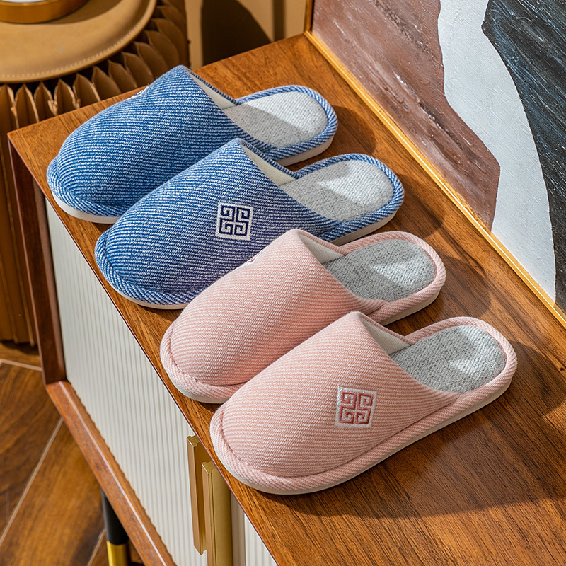 New Cotton Slippers for Women with Baotou Winter Non-Slip Soft Bottom Indoor Autumn and Winter Warm Couple Silent Cotton Slippers for Men