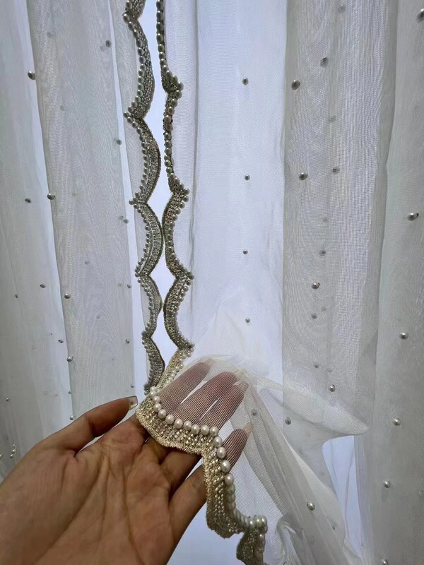 2023 new tube bead embroidery window screen beaded gauze curtain bedroom living room decoration partition curtain cross-border delivery Amazon