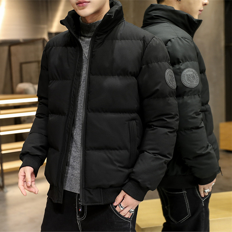 Chaqueta de Algodón con Cuello Alto para Hombre de Poliéster, Engrosado, Térmico para Uso Casual