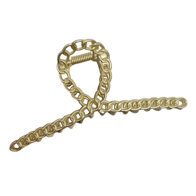 Alloy Grip Metal Chain Shark Clip European And American Simple Back Head Hair Claw Temperament Outing Internet Influencer Hair Clip display picture 9