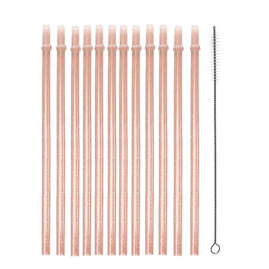 Ventas transfronterizas calientes de 12 hebillas de paja rígida de rosca de color anti-desprendimiento PP de paja de plástico reutilizable anillo de tubo duro