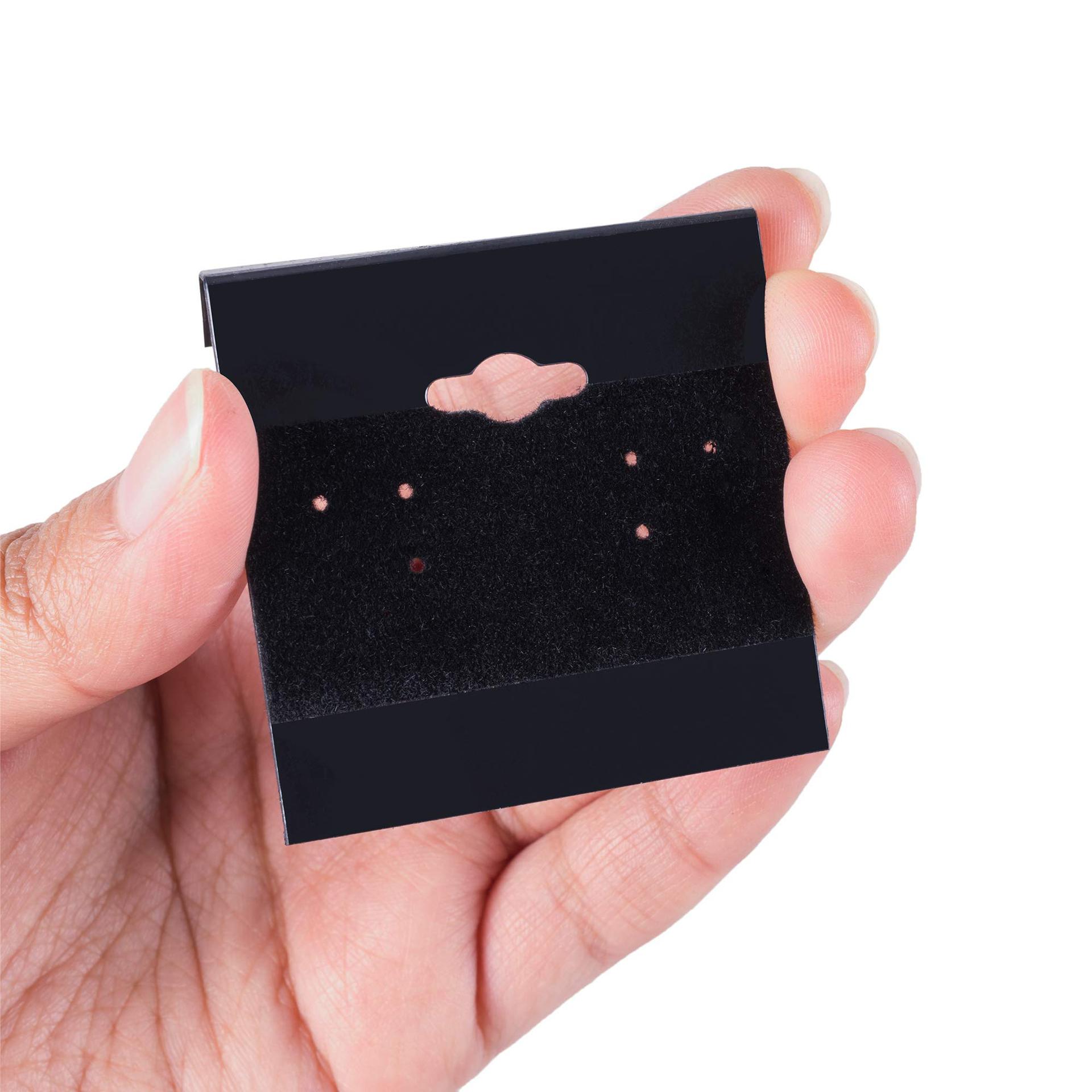 DIY耳钉卡纸5*5cm黑色pvc贴绒耳环卡纸饰品包装Display Cards批发