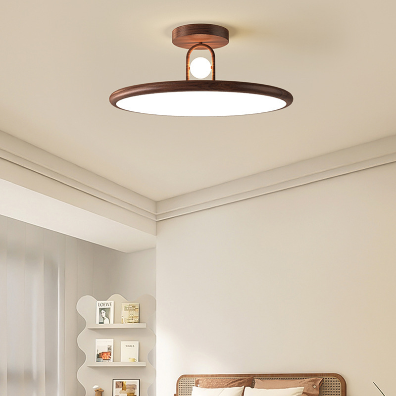 Estructura de madera toda la lámpara de nuez para niños comedor de atmósfera espectros de duraco dormitorio simple estudio lámpara de techo nueva lámpara de techo