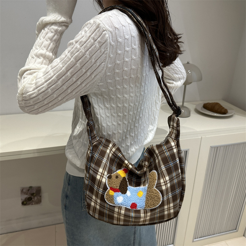Bolsa de lona a cuadros bolso de mujer 2024 nuevo estilo estilo estilo de moda coreano estilo académico bolso especial bolso de mochila casual de gran capacidad