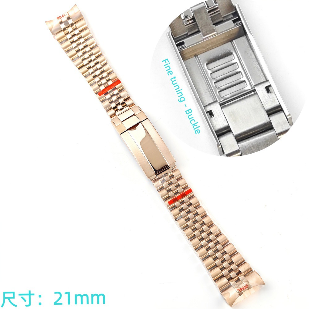 Correa de acero de ajuste fino pulsera de pulsera 21mm sólido de acero plegable accesorios de reloj Renacimiento