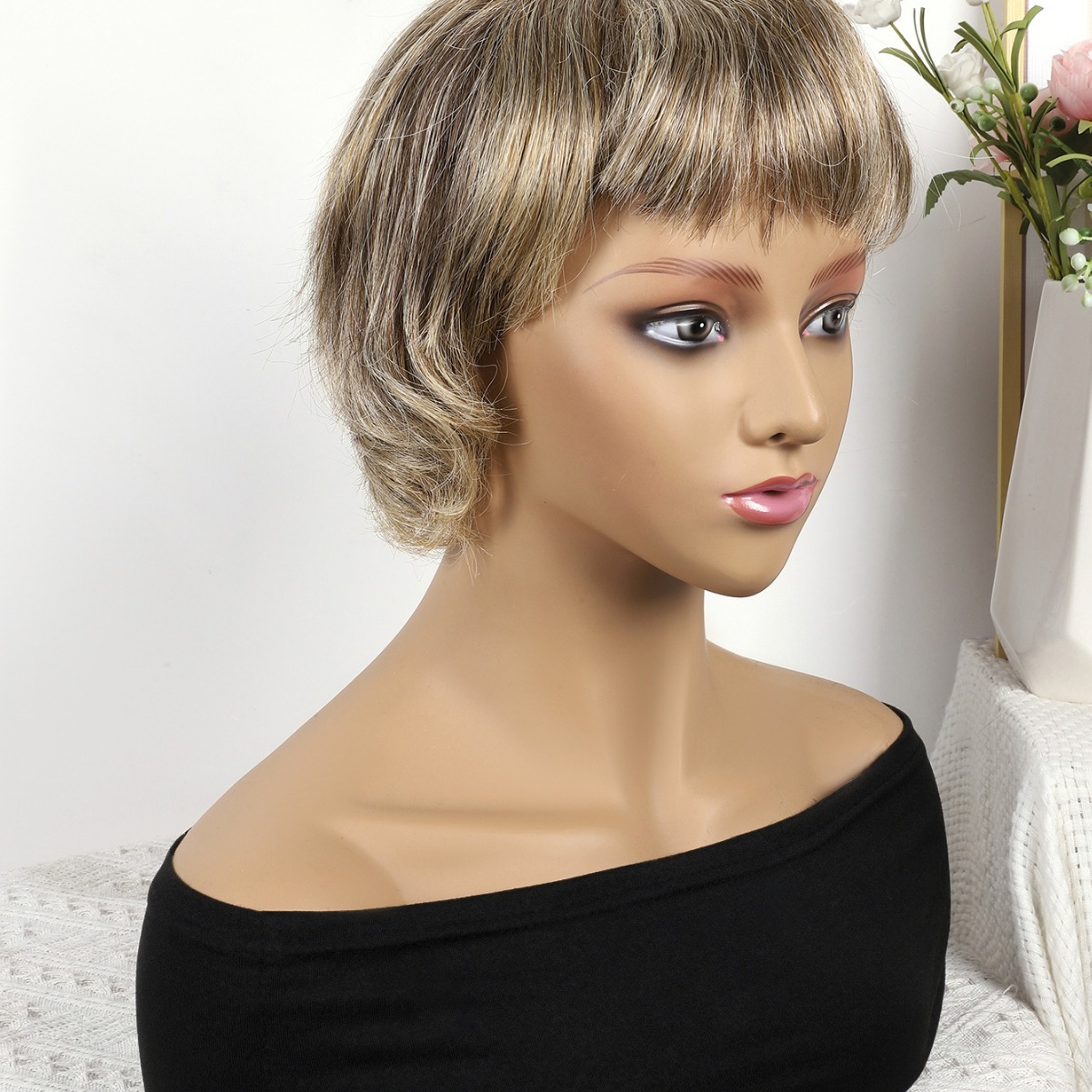 Fibra química al por mayor bob cabello pelucón mecánico pelucón cubierta de pelo