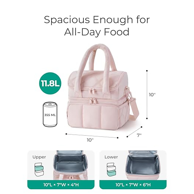 Geïsoleerde dubbellaagse lunchtas voor picknick en reizen_voghion.com