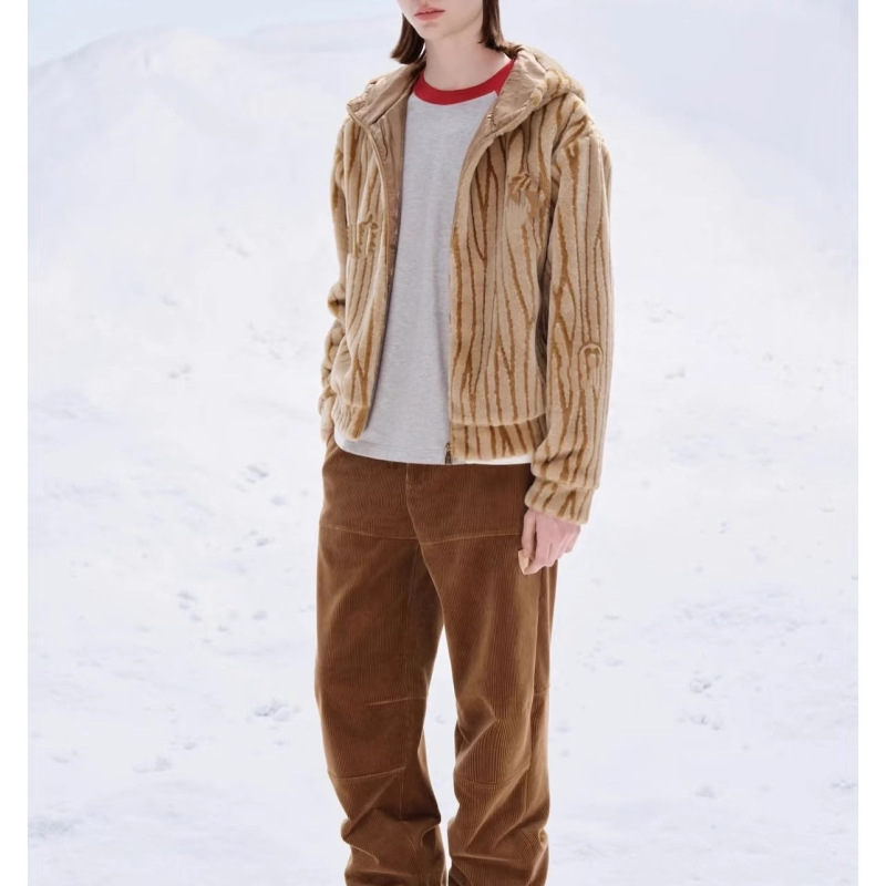 High-End Autumn and Winter Trendy Brand Cross-Border Skiing Letter Striped Zipper Hooded Jacket for Men and Women