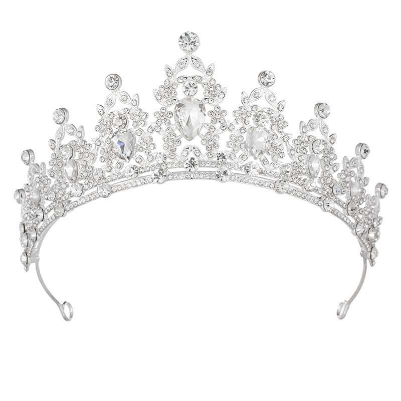 Cross-border European and American fashion alloy crown headdress birthday headband flash diamond queen baroque crown headdress_voghion.com