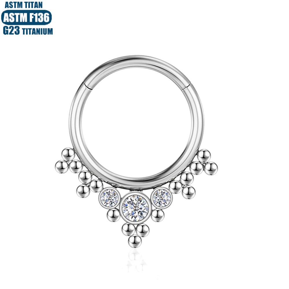 Silver pointed spike labret stud material detail