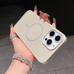 通気性と放熱性に優れたiPhone17promax用メッシュケース、細い磁気吸着式携帯電話ケース、Apple16用肌触りの良い超薄型15
