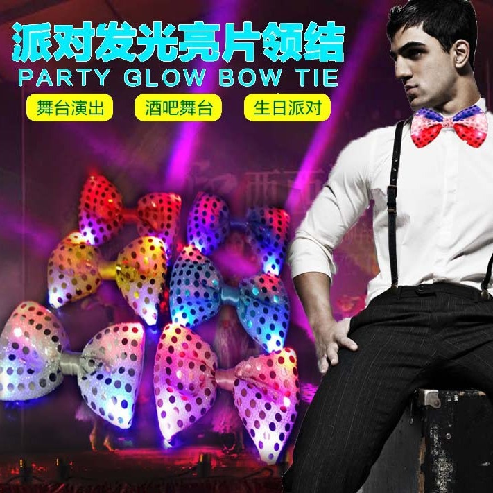 LED flash pajarita lazo luminoso del grano del arco popular europeo y americano de Halloween concierto FIESTA DE Navidad
