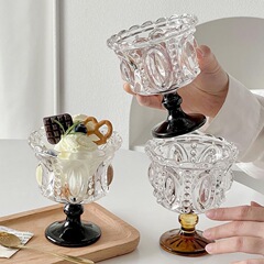 フランスの高足の色のデザートカップの高級感の顔の値のアイスクリームの碗の家庭の真珠のアロマの拡香のろうそくの杯