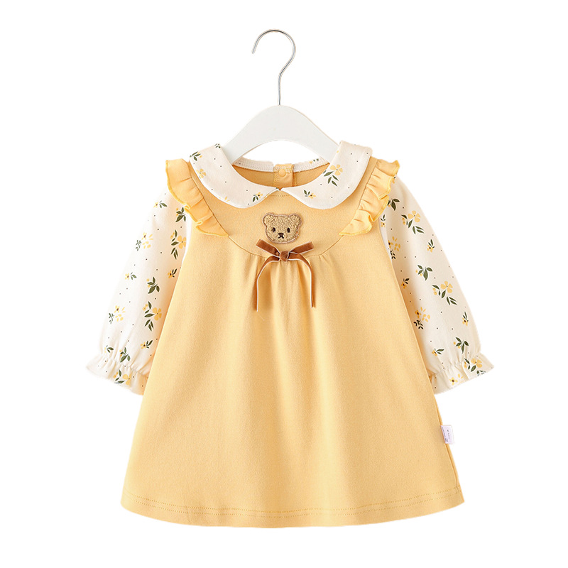 Baby Skirt Spring & Fall Cute Super Cute Baby Girl Dress Long-Sleeved Children's Clothing Pure Cotton Korean Style Small Skirt