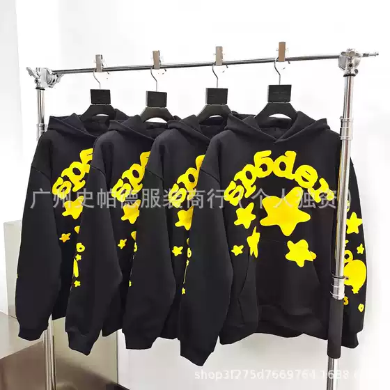 Overseas High Version Sp5der Beluga Spider Web Hoodie Heavyweight 450G Fleece-Lined European American Streetwear Hooded Sweatshirt