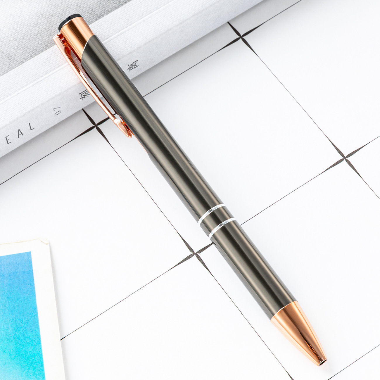 Metal bolígrafo de presión dos bobinas de aluminio barra de pluma de negocios puede imprimir logotipo publicitario regalo bolígrafo promocional fábrica al por mayor