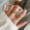 Golden South Korean ring, fashionable advanced brand goods, European style, high-quality style, simple and elegant design, on index finger, wholesale