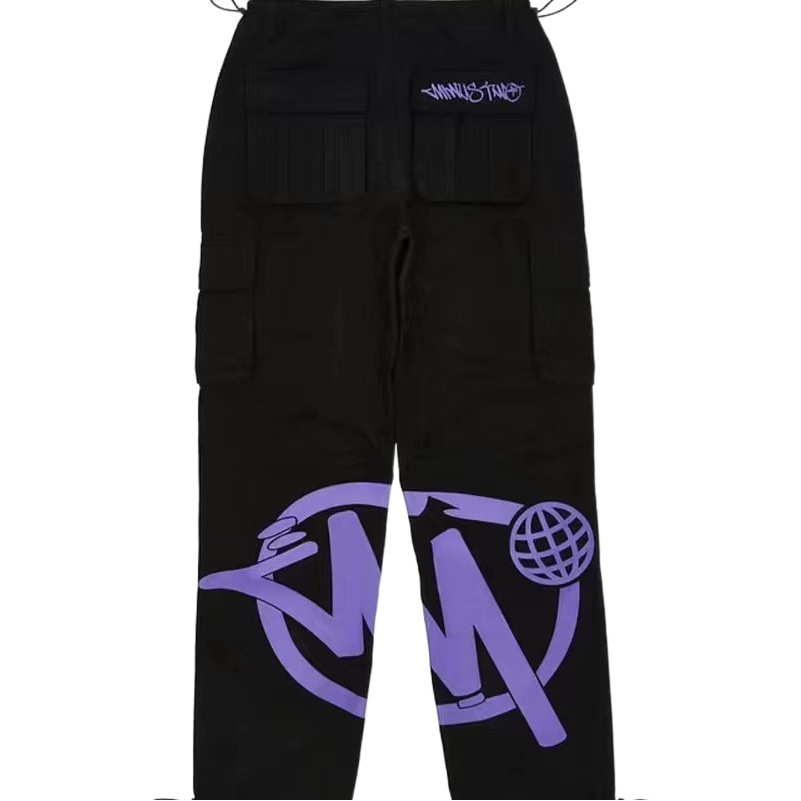 Europa y América hip hop marca de moda americana retro hombres pantalones impresos elásticos neutros calle verano casual Pantalones rectos