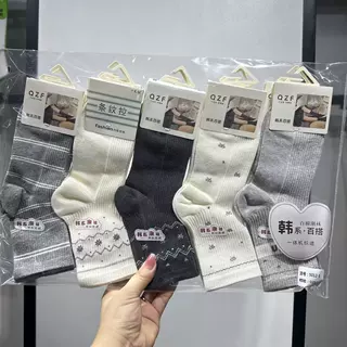 千足纺秋冬新款女士中筒运动袜韩系少女小清新可爱甜美学院风袜子