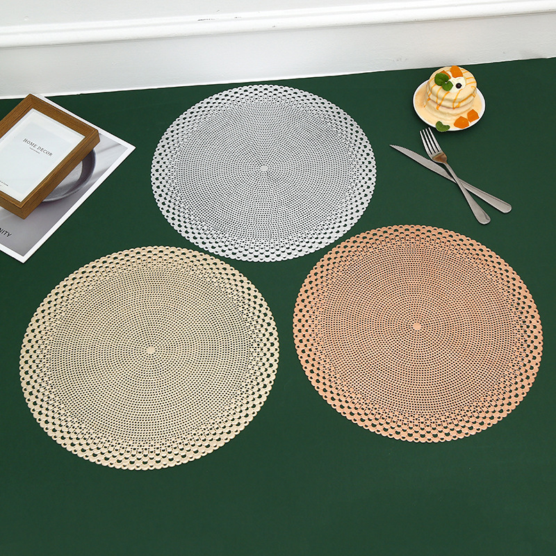 Cross-Border Hollow-Out Pvc Gold-Stamped Western-Style Placemat, Washable Oil-Proof Heat Insulation Mat, Nordic Style Household Dining Table Mat, Tableware Cross-Border Hollow-Out Pvc Gold-Stamped Western-Style Placemat, Washable Oil-Proof Heat Insulation Mat, Nordic Style Household Dining Table Mat, Tableware