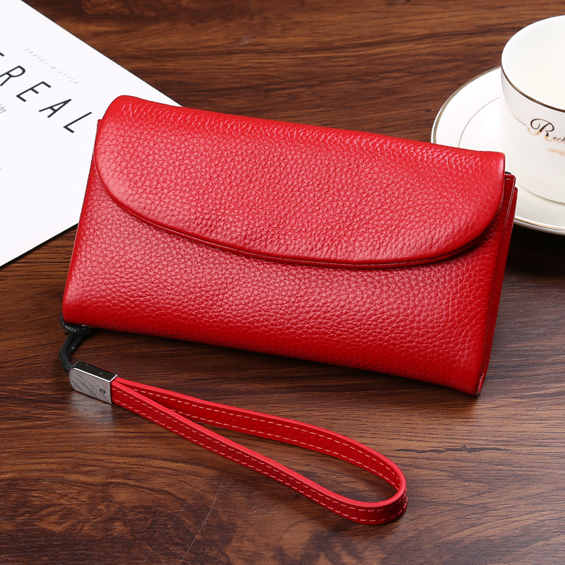 Cartera de gran capacidad, piel de vaca de primera capa larga, bolsa de monedas con múltiples posiciones de tarjetas, cuero suave, estilo de explosión ruso OZON