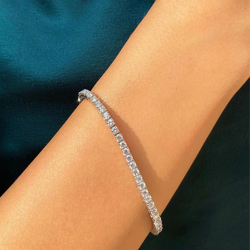 Cross-border rhinestone Bracelet tennis naked diamond Bracelet simple accessories European and American fashion jewelry women's Bracelet