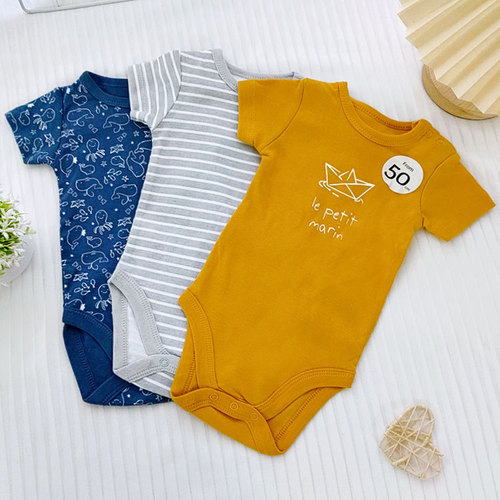 Summer unisex baby onesie for newborns, short-sleeved, pure cotton triangle crawl diaper cover, crawling suit for babies, foreign trade children's clothing