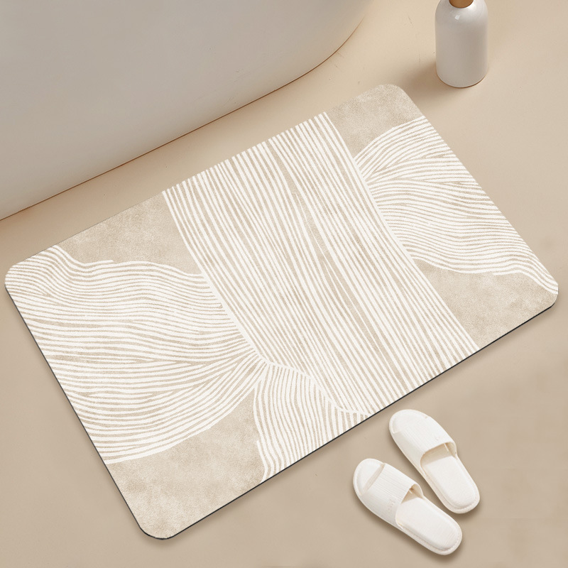 Japanese Striped Diatomite Bath Mat Non-slip Quick-drying Floor_voghion.com