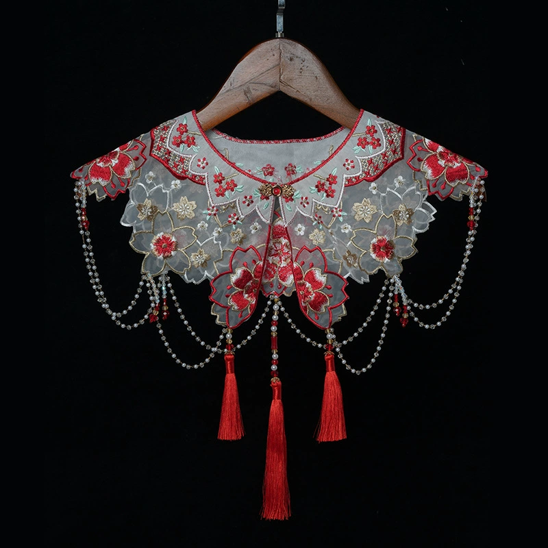 Красная цепочка из бисера с цветком вишни, облако на плечо, новинка 2025 года, династия Хань, фотостудия, фототема, свадебная фотокомпания, одежда, стиль вышивки