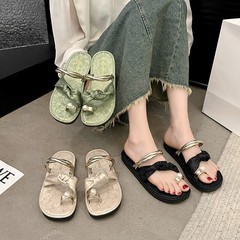 法式平底拖鞋女外穿2024夏季新款時尚休閒套趾沙灘涼拖