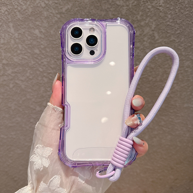 Nuevos productos de cintura hermosa 3 en 1 caso de teléfono móvil IP16PROMAX delgado de una sola capa 360 todo incluido con cuerda de mano de color sólido