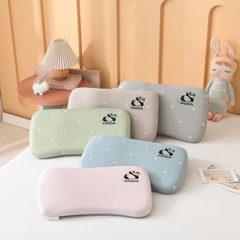 儿童豆豆枕头夏天熊猫凉爽冰丝护颈幼儿园宝宝安抚婴儿记忆枕四季