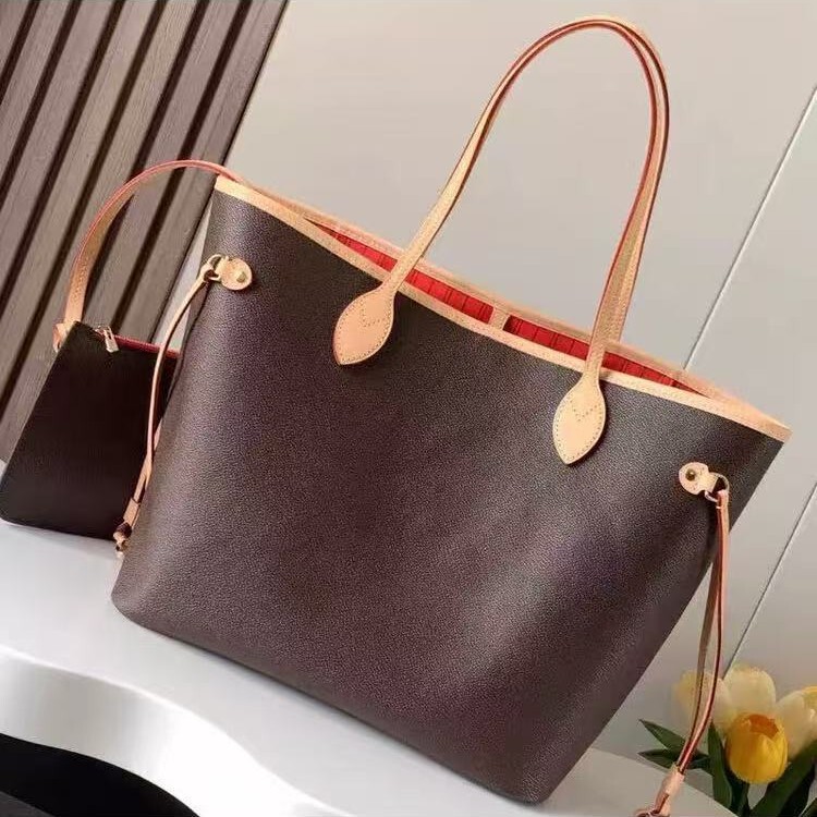 Guangzhou vintage women's bag neverfull genuine leather mother-and-daughter shopping bag single shoulder handbag large capacity tote bag for women Guangzhou vintage women's bag neverfull genuine leather mother-and-daughter shopping bag single shoulder handbag large capacity tote bag for women