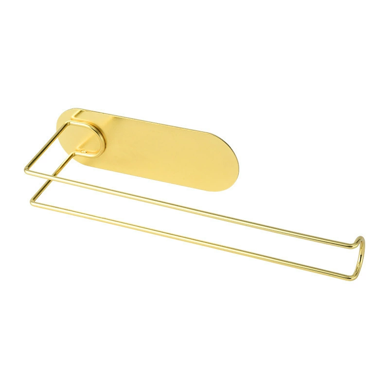 Kitchen paper towel holder without punching iron paper holder plastic wrap hanger cabinet door roll paper wall-mounted storage hanger