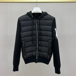 23 Mengjia Men's and Women's Same Series Fashion Breathable Trend Knitted Stitching Hat Lightweight All-match Down Jacket Jacket