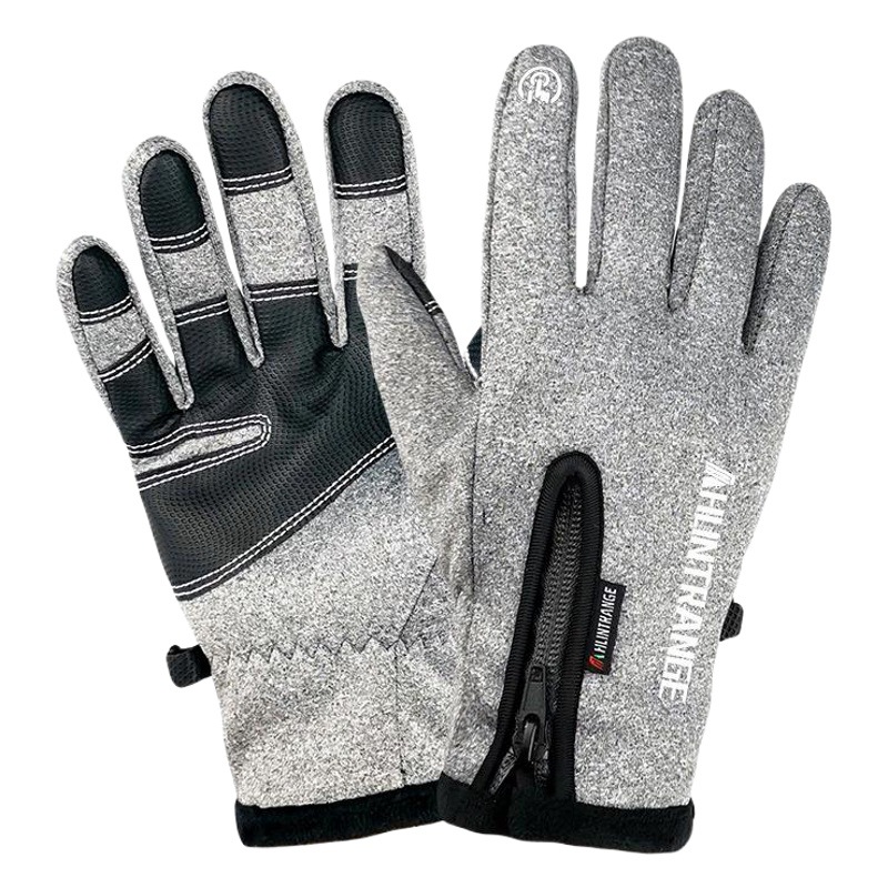 Guantes de esquí al aire libre, pantalla táctil, otoño e invierno, hombres y mujeres, guantes de ciclismo a prueba de viento, cremallera de vellón, guantes calientes a prueba de frío