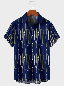 Printed short sleeve Lapel port style personalized pocket loose Hawaiian Shirt