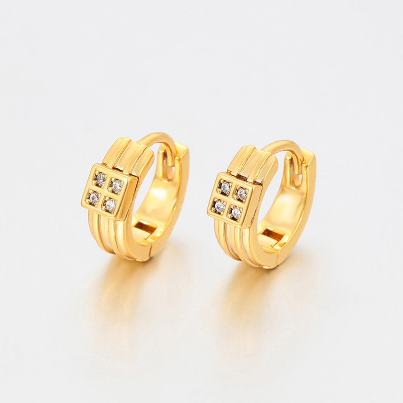 Xuping Europa y los Estados Unidos transfronterizos aleación de cobre chapado 24k color geometría cuadrada auriculares temperamento simple auriculares de oro al por mayor