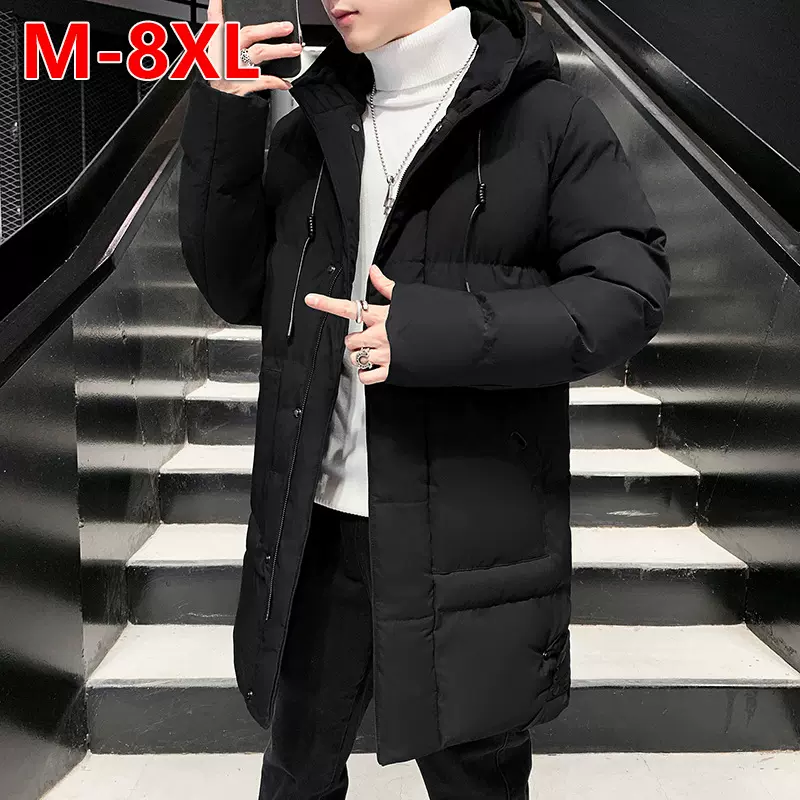 羽绒棉服中长款男士大码冬季棉衣外套男加厚连帽潮流保暖大衣跨境