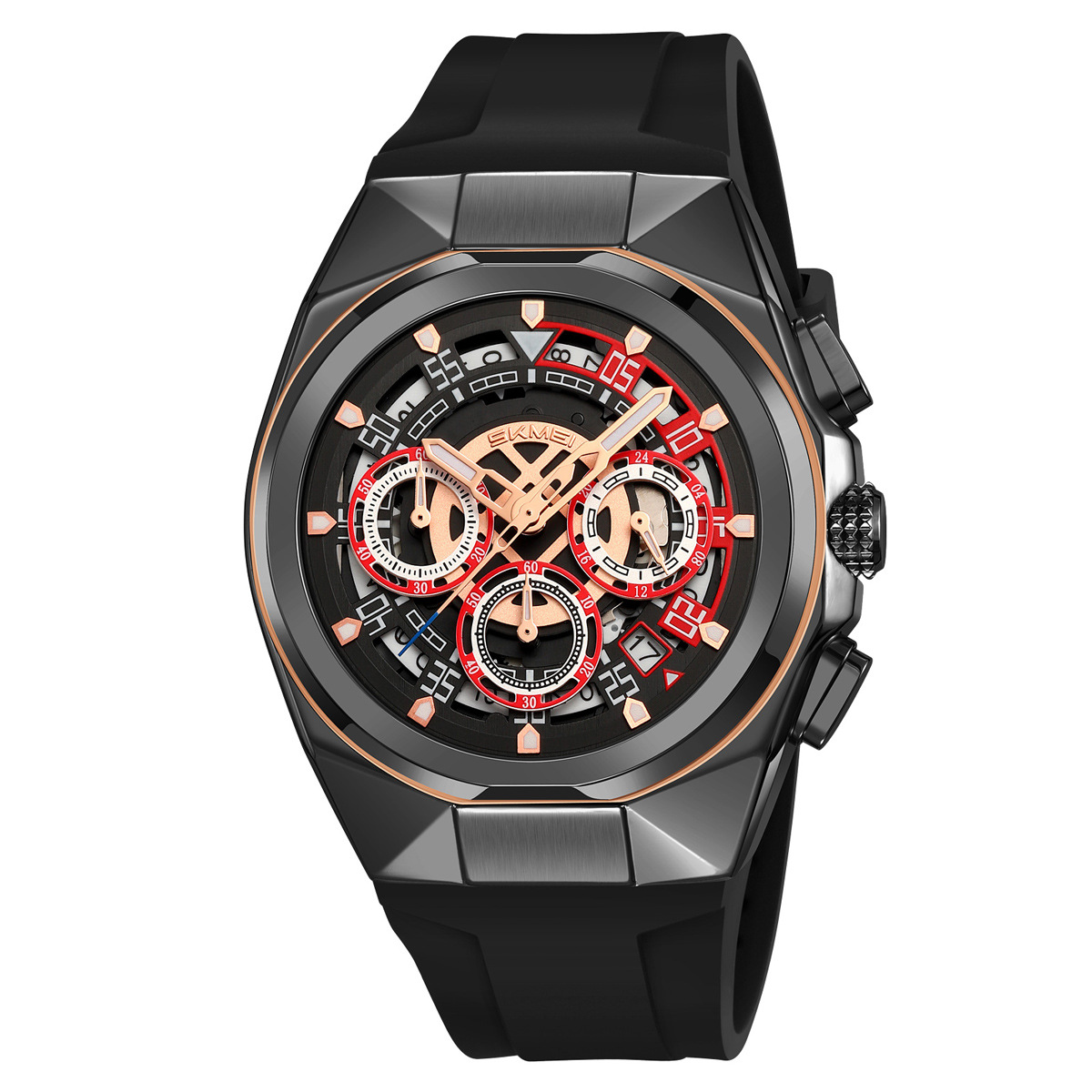 Momento de belleza para hombres cronógrafo multifuncional silicona calendario impermeable relojes de pulsera relojes de cuarzo puntos transfronterizos al por mayor