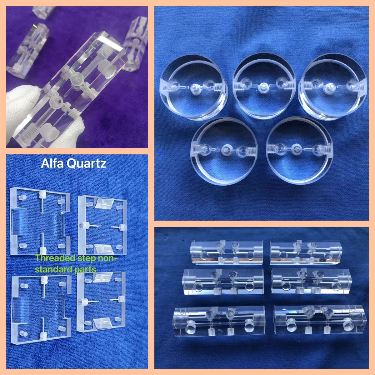 石英玻璃异形件螺纹台阶沉头孔深孔 观察窗精密件精加工高精度